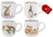 Wrendale Designs Christmas Mug Set - Hare Mice Duck & Fox Set of 4 (Christmas Set 1)