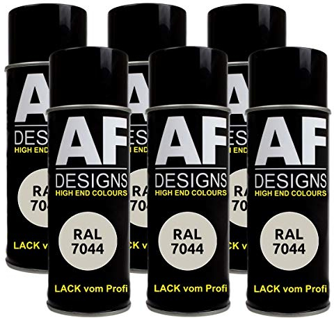 Alex Flittner Designs 6x RAL Lackspray Autolack Buntlack Spraydose RAL7044 SEIDENGRAU matt