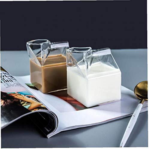 BYFRI 1pc Taza De Leche De Vidrio, Caja De Leche En Forma De Copa De Cristal Cartón De La Leche Envase Transparente De 250 Irregular Copa