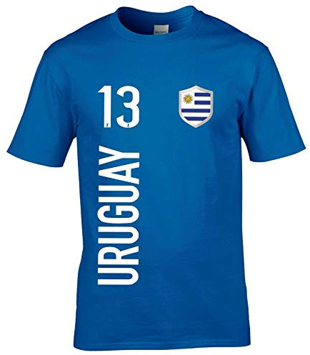 FanShirts4u Herren Fan-Shirt Jersey Trikot - Uruguay - T-Shirt inkl. Druck Wunschname & Nummer WM (L, Uruguay/blau)