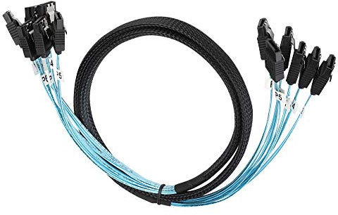 Starbun SATA Data Cable-6-port 1m 6.0Gbps SATA3.0 Braided Computer Case Hard Disk Data Cable 6-in-6-out