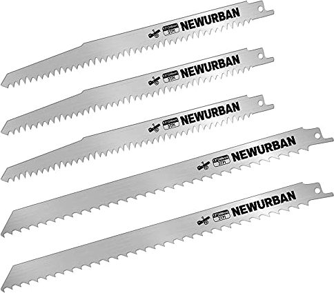 NEWURBAN Paquet de 5 Lames de Scie Alternative en Acier Inoxydable pour la Coupe de Nourriture d'Os de Viande Congelée 9in/230mm - 3pcs / 12 in/300mm - 2pcs
