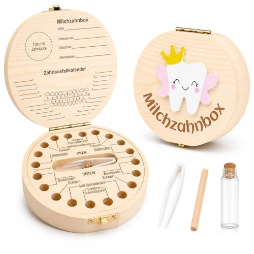Shengruili Zahnbox Holz Milchzähne Box,Milchzahndose,Zahnbox für Milchzähne,Milchzahndose Mädchen,Aufbewahrungsbox für Baby-Zähne,Jahrestag Hintergrund Banner,Geburtstag Party Lieferunge