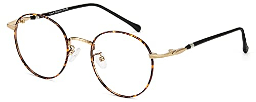 Cyxus Blaulichtfilter Brille Damen/Herren Ohne Sehstärke, Metall Retro Brillen, Blockieren Blaue Licht von PC, TV und Handy (04-11schildpatt)