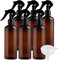 ZEOABSY 6 Piezas 300ml Spray de Plástico Ámbar Botella de Spray Vacía con Trigger Pulverizador Negro de Niebla Fina Atomizador para Perfume Aromaterapia Agua Líquidos, 1 Pieza Embudo