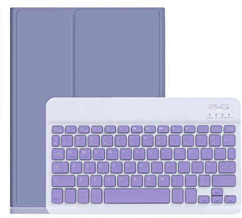 Color Keyboard Case for iPad 9th 8th 7th Generation 10.2 inch, Air 3rd Gen, iPad Pro 10.5 inch Case with Cute Magnetic Detachable Bluetooth Keyboard Cover (Purple)