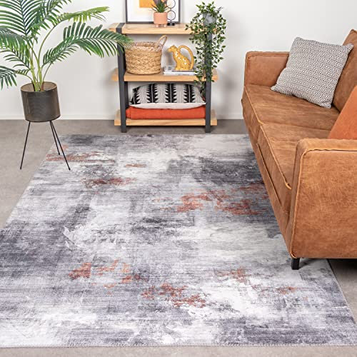 FRAAI Moderner Teppich - Strong Grau Terracotta 200x290cm - Polyester - Flachgewebe - Modern - Wohnzimmer, Esszimmer, Schlafzimmer - Carpet