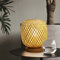 HUAMI Abat-jour en bambou,Lampe de chevet avec base en bois,Lampe de chambre à coucher,Lampe de nuit décorative faite à la main pour fête de mariage, jardin, balcon (ampoule E27 incluse)