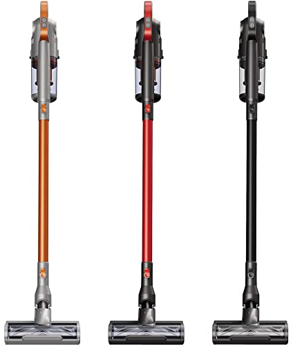 TurboTronic / 2in1 kabelloser Akku-Staubsauger Handstaubsauger/schwarz, rot, Silber/orange/beutelloser Stilstaubsauger mit Wandhalterung und LED-Licht (Rot)