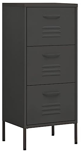 vidaXL Lagerschrank Sideboard Kommode Anrichte Stahlschrank Schrank Beistellschrank Mehrzweckschrank Bücherschrank Standschrank Anthrazit 42,5x35x101,5cm Stahl