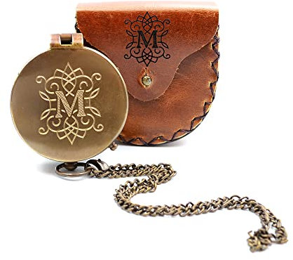 Kompass mit Gravur inkl. Lederetui personalisiertes Geschenk Monogramm für den Trauzeuge