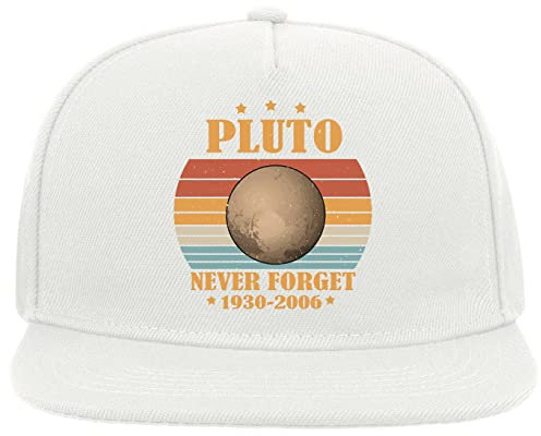 Pluto 1930 to 2006 Never Forget 5 Panel Snapback Flat Visor Cap Hat Baseballmütze Weiß