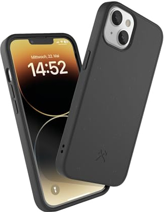 Woodcessories - Handyhülle kompatibel mit iPhone 14 Plus Hülle schwarz - Nachhaltig aus Pflanzen
