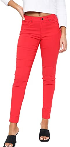 MYT Womens Chino Trousers Ladies Skinny Fit Super Stretch Office Work Casual Chinos Red Size UK 16