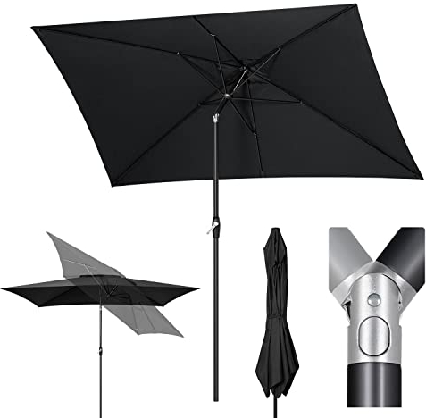 Sekey Aluminum Sonnenschirm 200 × 300 cm Sonnenschirm Balkon Sonnenschirm Rechteckig für Balkon Garten & Terrasse Sonnenschutz UV 50+