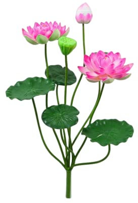 64cm Künstliche Lotusblüten, Schaumstoff, Seide, realistische Kunstblumen, Blumensträuße, Lotusblume, künstliche Blumen für Zuhause, Hochzeit, Party, Dekoration, Blumenarrangement (Dunkelrosa)