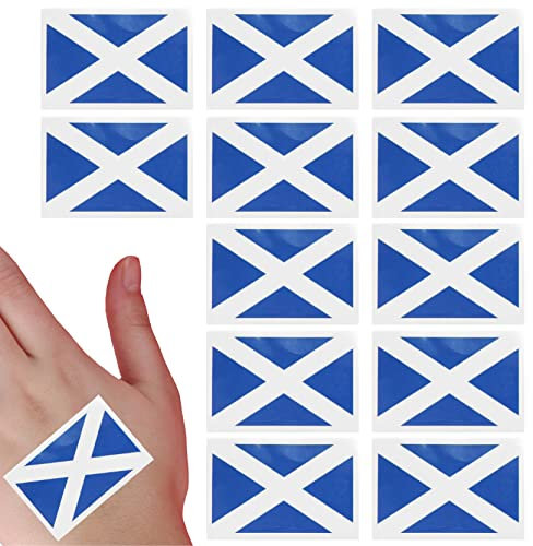Tatuaje temporal de la bandera escocesa, paquete de 12 unidades, impermeable, con bandera de rugby de Escocia, para el día de San Andrés