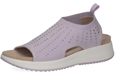 CAPRICE Damen Sandalen flach weiches Fußbett Bequem, Lila (Lilac Knit), 36 EU