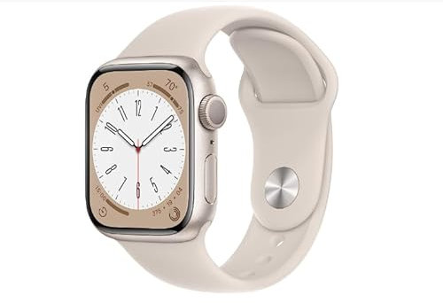Apple Watch Series 8 (GPS, 41 mm) Starlight Aluminum Case with Starlight Sport Band,One size (Renewed)