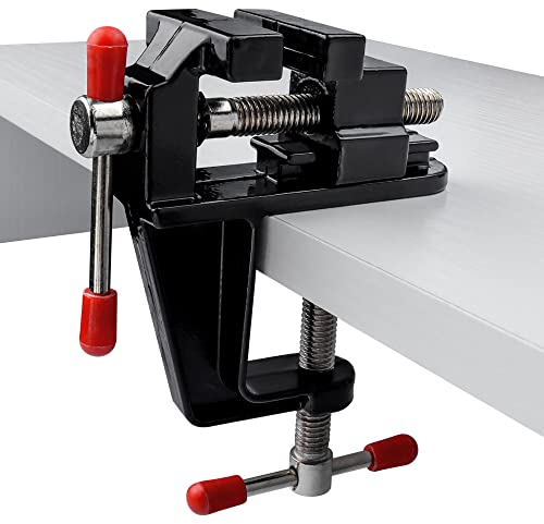 Mesee Mini Morsetto da Tavolo Universale, Micro Morsa da Tavolo per Trapano Morsetto da Banco Regolabili, Morsetto di Serraggio in Lega di Alluminio per Riparazioni Scultura Modellismo Lavori Manuali