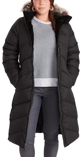 Marmot Damen Wm's Montreaux Coat, Leichte Daunenjacke, wasserdichter Daunenparka, warmer Wintermantel, regendichte Winterjacke, winddichte Funktionsjacke mit Kapuze, Black, L