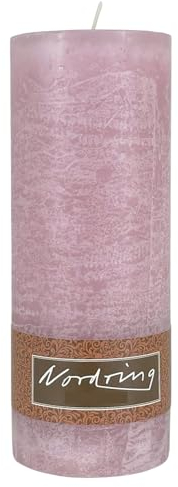 Nordring Stumpenkerze Rustik 7 x 18 cm hoch hellrosa unparfümiert
