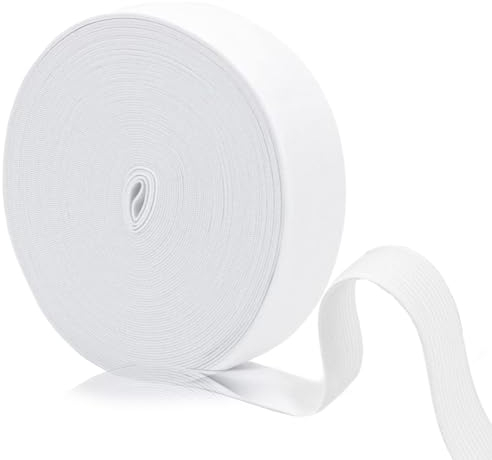 White Braided Elastic Bands, 10 Meters 2.5cm/0.98inch Wide Roll of Elastic, for Sewing DIY Mask, Arts and Crafts, Dressmaking, Haberdashery and Clothing Material