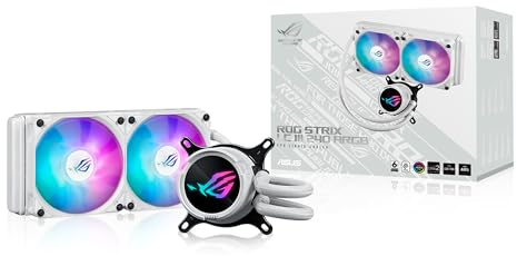 ASUS ROG Strix LC III 240 ARGB White Edition All-in-one CPU Liquid Cooler with 360° rotatable Water Block, Asetek’s New Gen7 v2 Pump, Premium ROG ARGB Fans, and 10+ Custom Aura Lighting Effects