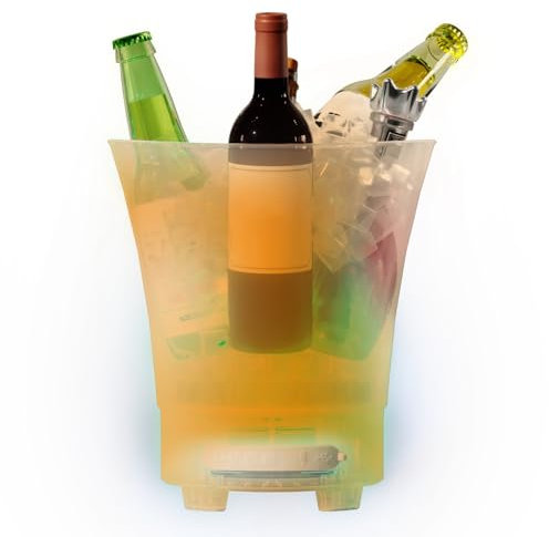 LED-Eiskübel, 7 L, Großes Fassungsvermögen, Beleuchteter Eiskübel mit Bluetooth-Lautsprecher, 4 Lichtmodi, Bunter Wein-Getränkekühler, Wein-Eiskübel, Getränkebehälter für Party