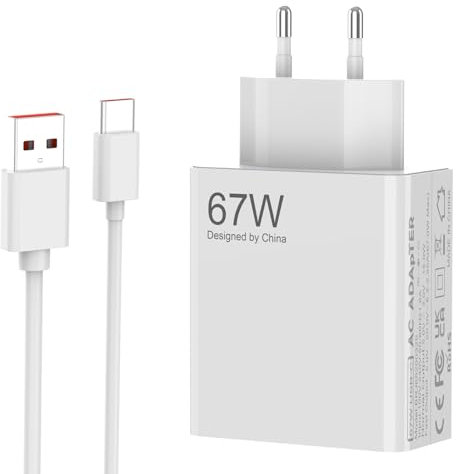shefor 67W Xiaomi Ladegerät mit USB C Schnellladegerät für Xiaomi Mi14 Mi13T Mi13T 13 13 Pro Mi12 Mi11 Mi10 Redmi Note 13 12 Pro 11 11s Poco M6 X6 Typ C Netzteil