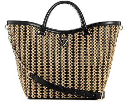 GUESS Damen Atalia Tote Tragetasche, Natur/schwarz