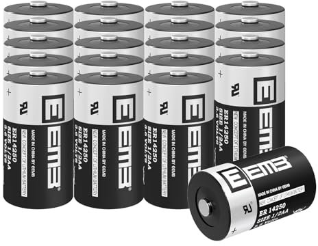 EEMB 20-Pack ER14250 1/2AA 3.6V Lithium Battery - Non-Rechargeable, Long-Life LS14250 battery for Home Automation, Alarms, & More