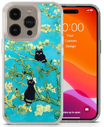 AIGAT Van Gogh Funny Cat Parody Meme TPU Acrylic Silicon Case Cover for iPhone 16 15 14 13 12 11 Series Models - Clear Transparent Bumper Case - Design 1