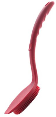 FRCOLOR Cepillo De Cocina De Silicona Mango Largo Cepillo para Limpiar Ollas y Sartenes Rojo Resistente y Práctico para Limpieza Hogar y Restaurante