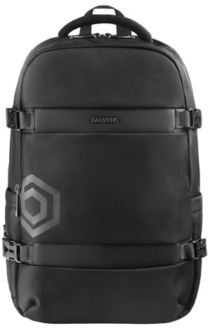 BARRENS Sac à dos pour ordinateur portable de 15,6 , étanche, grand sac à dos d'écolier avec sangle à roulettes, noir