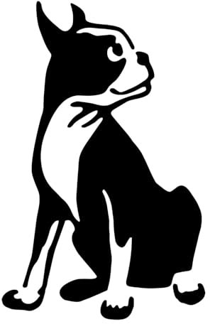 Adesivo cane razza Boston Terrier mod. 3 Prespaziato colore nero cm. 23