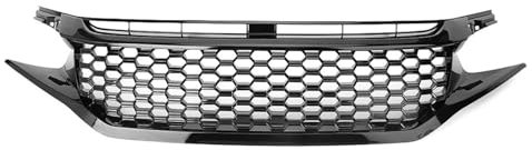 Rejilla de Parachoques Delantera de Malla for Coche Compatible con Hon-da Civic 2016 2017 2018 Accesorios ABS de Repuesto de automóvil Negro Brillante Emblema Rojo