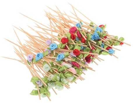 HEALLILY 100pièces Piques à Cocktail Fleuris -dents Décoratifs Pour Apéritifs Fruits Et Boissons Pour Fêtes Mariages Et Réceptions