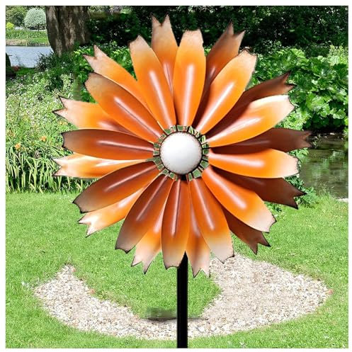 Hazomeu WindräDer 149cm WindmüHle Garten Groß XXL Windrad Edelstahl Wetterfestes Gartendeko,Orange