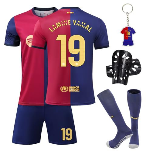 Pardofelis Trikot Fussball Jungen, Fußball Trikot Kinder Football Trainingsshirt Jersey, Fussball Trikot mit T-Shirt Shorts Socken und Schienbeinschoner Set (Rot-blau, 22)