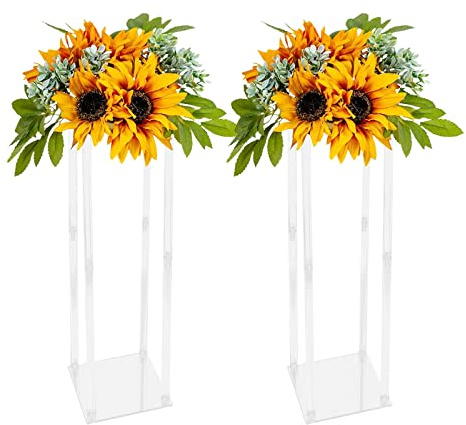 WINPANG Geometrischer Acryl Blumenständer, 80cm Höhe Zerlegbar Transparente Blumensäule Für Hochzeitstischdeko Raumdeko Pflanzenständer Zimmerpflanzendekor Tischzentrum Partydekoration
