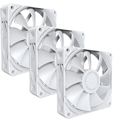 MONTECH E28 PWM 120mm Case Fan, 28mm Thick Fan for Enhanced Cooling Efficiency, PWM 4-Pin, FDB Bearing, Quiet Low-Noise, 2000RPM, AIO Compatible (White, 3in1 Pack)