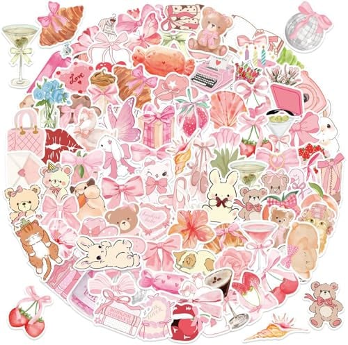 HTTDSLF 100 Stück Romantik Aufkleber, Aesthetic Sticker, Dekorative Asthetische, Journaling Sticker, für Wasserflaschen, Scrapbooking, Laptops, für Kinder Mädchen Jugendliche