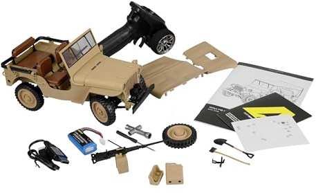 Ferngesteuerter Jeep Willys MB Scale Crawler mit Seilwinde 4WD 1:14 RTR Sand