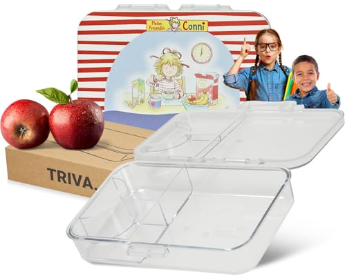 Brotdose Kinder Conni-Frühstück - bruchfeste Tritan Lunchbox mit Fächern | bruchfest, Fächer, Schale herausnehmbar, Schule, Kindergarten, Ausflug, leicht, robust, Lunchbox