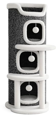 LN COZY CORNER 1/2/3 Tier Modern Cat Tree Tower with Plush Perches, Scratching Posts & Condo – Multi-Level Cat Furniture for Kittens and Small to Medium Cats (3 Tier)