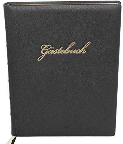 Gästebuch Leder schwarz mit Goldschnittblock und Prägung Gästebuch