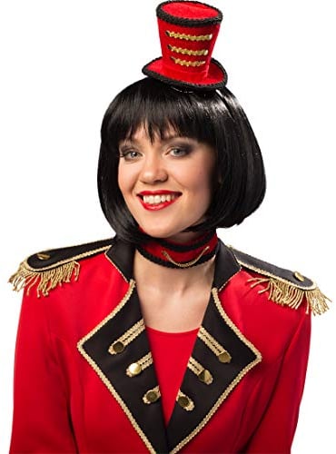 NET TOYS Accessoire-Set Dompteuse mit Mini-Hut & Halsband | Rot-Schwarz | Wertiges Damen-Kostüm-Zubehör Zirkus-Direktorin | Ideal für Fasnet & Karneval