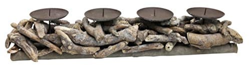 itsisa Adventsgesteck/Adventskranz Holz, länglich, Kerzenhalter Advent Schwemmholz