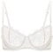 DOBREVA Women's Lace Balconette Bra Half Cup Non Padded Push Up Underwire Sheer Bras Ivory 34DD